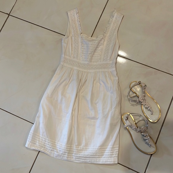 Maeve Dresses & Skirts - 🌸Host pick-Maeve Anthropologie white cotton dress zip side pockets sz 4 small